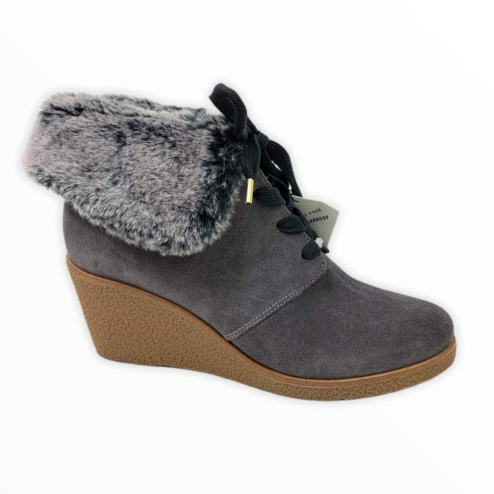 Cole Haan Coralie Waterproof Wedge Bootie suede 7